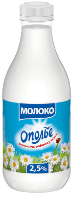 Молоко Ополье питьевое пастеризованное 2.5%, 930мл