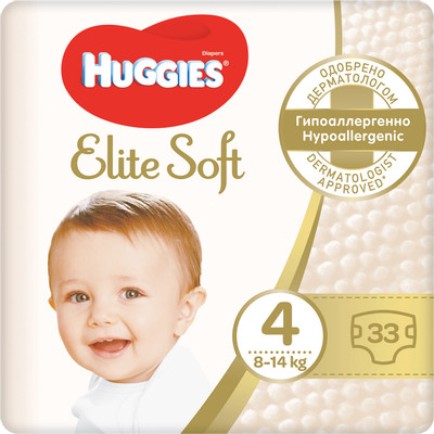 Подгузники Huggies Elite Soft р.4 8-14кг, 33шт