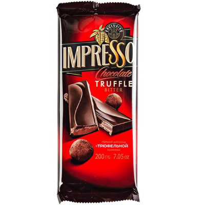 Шоколад Impresso горький с трюфельной начинкой, 200г