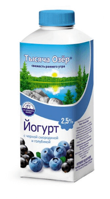 Йогурт Тысяча Озер питьевой чёрная смородина-голубика 2.5%, 330мл
