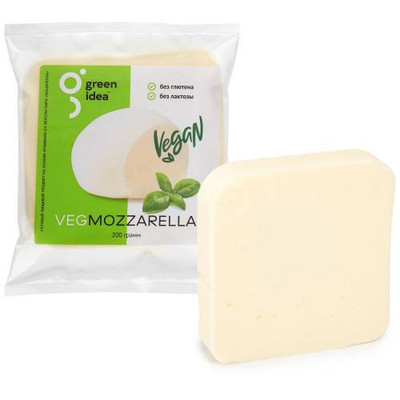 Сыр растительный Green Idea на основе крахмала со вкусом сыра Моцарелла, 200г