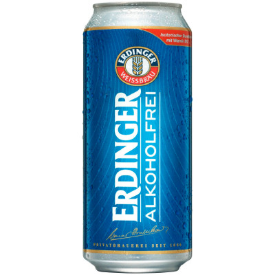 Пиво Erdinger Пшеничное светлое нефильтрованное безалкогольное, 500мл