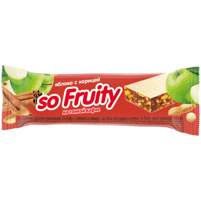 Батончик So Fruity фруктово-грильяжный с яблоком и корицей, 40г