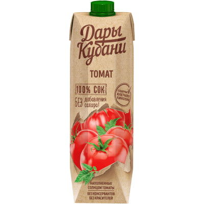 Сок Дары Кубани томатный с мякотью и солью, 950мл