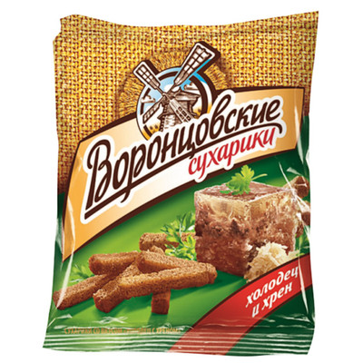 Сухарики Воронцовские ржано-пшеничные со вкусом холодец с хреном, 40г