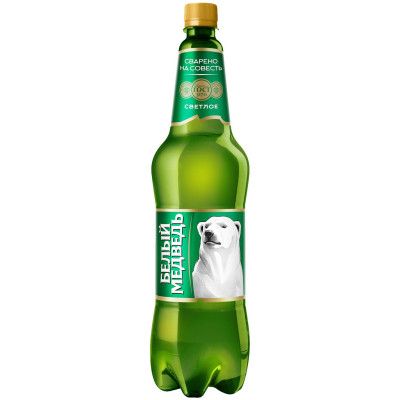 Пиво Белый Медведь светлое фильтрованное 5%, 1.25л