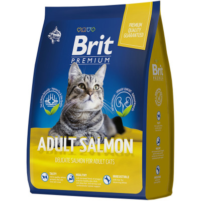 Сухой корм Brit Premium Cat Adult Salmon с лососем для взрослых кошек, 2кг