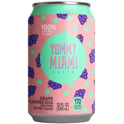 Напиток газированный Yummy Miami Grape, 355мл