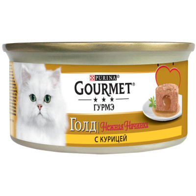 Корм Gourmet Gold Нежная Начинка с курицей для кошек, 85г