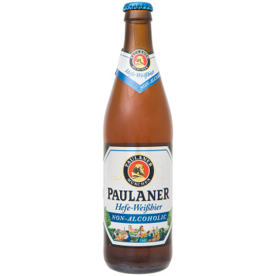 Пиво безалкогольное Paulaner Хефе-Вайссбир пшеничное нефильтрованное 0.5%, 500мл