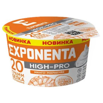Продукт кисломолочный Exponenta Хай-Про со вкусом манго-маракуйя обезжиренный, 160г
