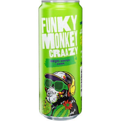Напиток Fanky Monkey Crazy Вкус кактус лайм безалкогольный сильногазированный, 450мл
