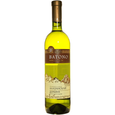 Вино Batono Алазанская Долина белое полусладкое 12%, 750мл