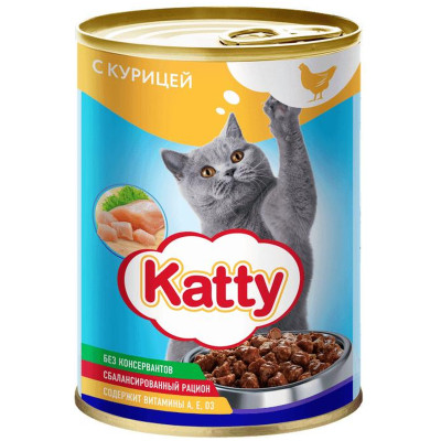 Корм Katty с курицей для кошек, 415г