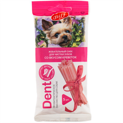 Лакомство Biff Dent жевательный снек со вкусом креветок для чистки зубов для собак, 35г