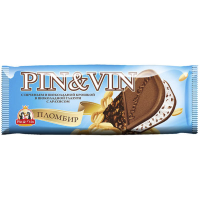Мороженое Pin&gvin печенье с шоколадной крошкой сэндвич, 105г