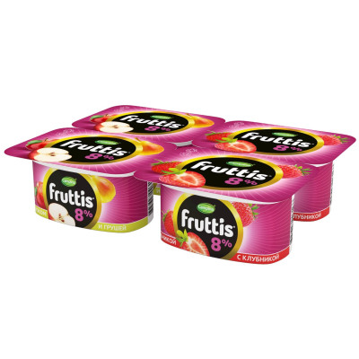 Продукт йогуртный Fruttis Campina Суперэкстра клубника-яблоко-груша 8%, 115г