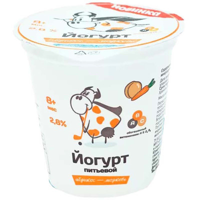 Йогурт питьевой ДМК абрикос-морковь с 8 месяцев 2.8%, 125г