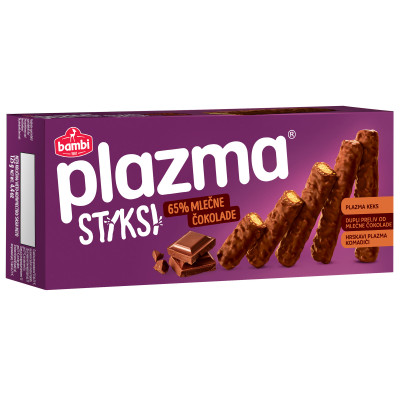 Печенье Plazma Стикси покрытое молочным шоколадом и кусочками печенья, 125г