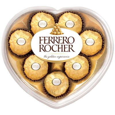 Конфеты Ferrero Rocher молочный шоколад и лесной орех-Сердце-Весна, 100г