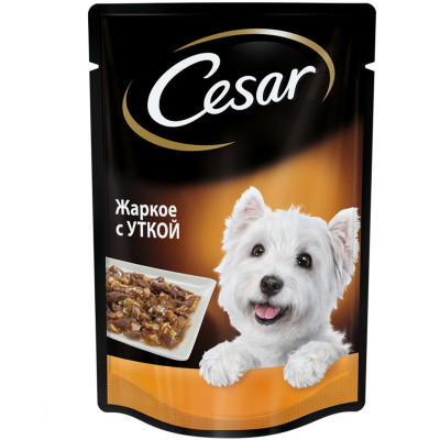 Корм Cesar жаркое с уткой в желе для взрослых собак, 85г