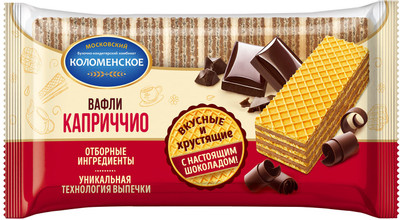 Вафли Коломенское Каприччио с шоколадной начинкой, 220г