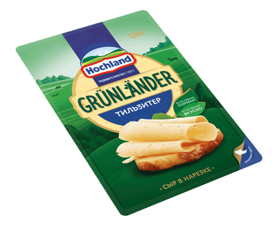 Сыр Hochland Grunlander Тильзитер полутвёрдый нарезка 45%, 130г