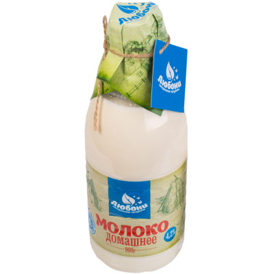 Молоко Любони Домашнее питьевое пастеризованное 4.2%, 900мл