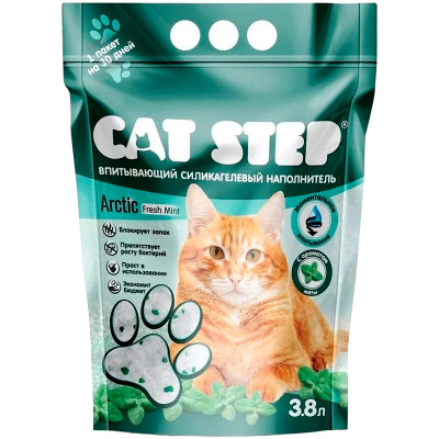 Наполнитель Cat Step Arctic Fresh Mint силикагелевый для кошачьих туалетов, 3.8л
