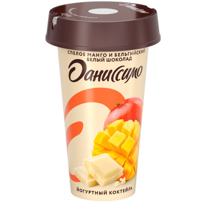 Коктейль йогуртный Даниссимо спелый манго-бельгийский белый шоколад 2.7%, 190мл