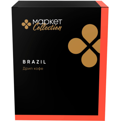 Кофе Бразилия молотый натуральный жареный в дрип-пакетах Маркет Collection, 6х10г