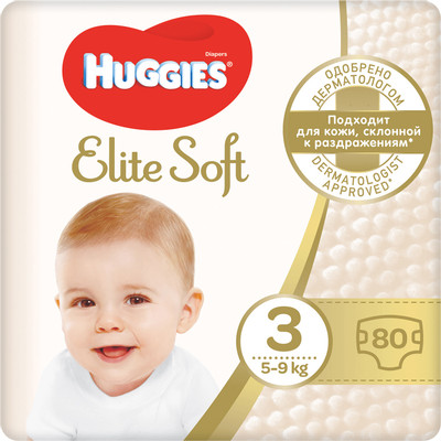Подгузники Huggies Elite Soft р.3 5-9кг, 80шт