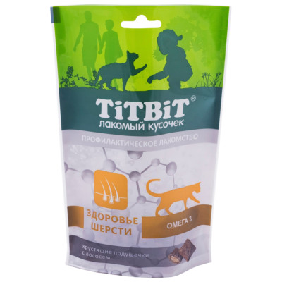 Лакомство TitBit Подушечки с лососем для кошек, 60г
