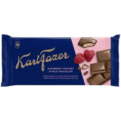 Шоколад Karl Fazer молочный с начинкой из малинового йогурта, 121г