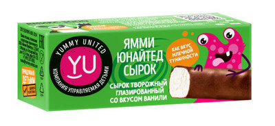 Сырок Ямми Юнайтед творожный глазированный со вкусом ванили 21%, 40г