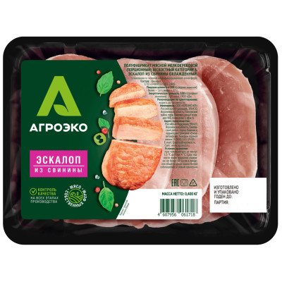 Эскалоп Агроэко из свинины категории А охлажденный, 400г