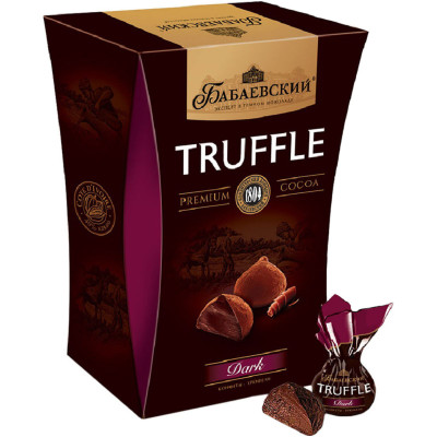 Конфеты трюфель Бабаевский Dark Truffle неглазированные с корпусом из шоколадной массы, 200г
