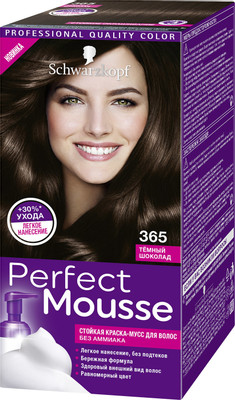Краска-мусс для волос Perfect Mousse тёмный шоколад 365, 92.5мл