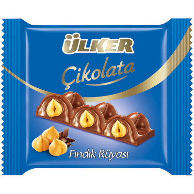 Шоколад Ulker молочный с ореховым кремом и цельным фундуком, 75г
