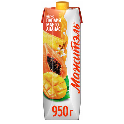 Напиток молочно-соковый Мажитэль Папайя-Манго-Ананас 0.05%, 950мл