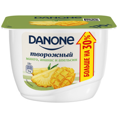 Продукт творожный Danone с манго ананасом и апельсином 3.6%, 170г