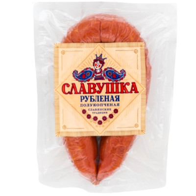 Колбаса Славушка Рубленая из мяса кур полукопченая Первого сорта, 350г