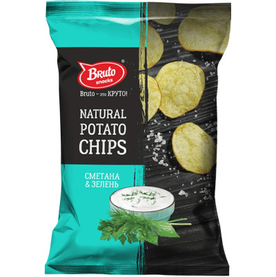 Чипсы Bruto из натурального картофеля со вкусом сметаны и зелени, 120г