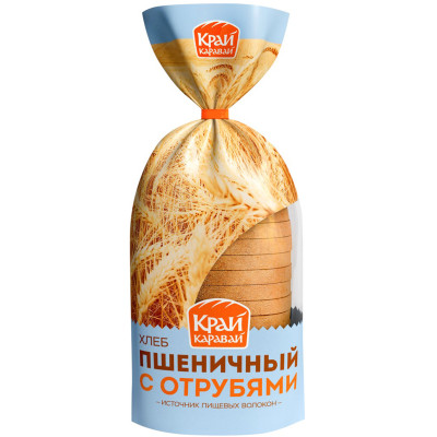Хлеб Край Каравай Пшеничный с отрубями подовый нарезка, 350г