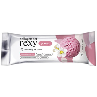 Батончик Rexy Young Клубничное мороженое протеиновый, 35г