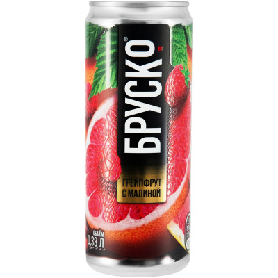 Напиток Бруско со вкусом Грейпфрут с малиной безалкогольный сильногазированный, 330мл