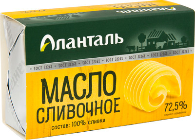 Масло сливочное Аланталь Крестьянское 72.5%, 180г
