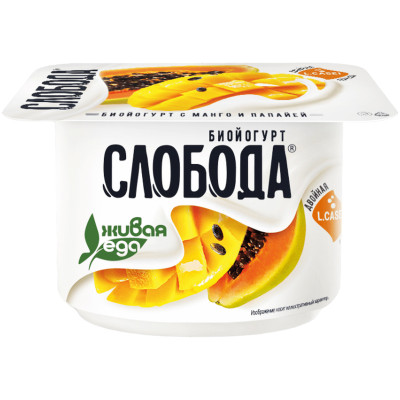 Биойогурт Слобода с манго и папайей обогащенный 2.9%, 125г