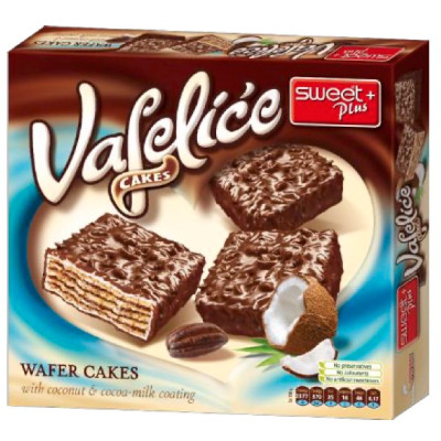 Вафли Sweet Plus Vafelice с кокосом в какао-молочной глазури, 180г