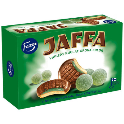 Печенье Fazer Jaffa бисквитное с мармеладом со вкусом груши покрытое тёмным шоколадом, 300г